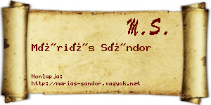 Máriás Sándor névjegykártya